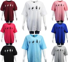 24 Pieces Womens Love Sign Print Oversized T-Shirt Size S/ M - Women's T-Shirts