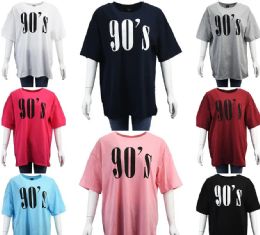 24 Wholesale Womens 90's Print Oversized T-Shirt Size L / xl