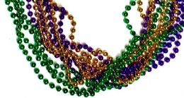 144 Wholesale Round Bead Mardi Gras Necklace, 33" Length