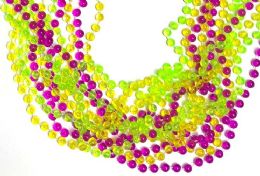 144 Bulk Clear Round Bead Mardi Gras Necklace, 48" Length