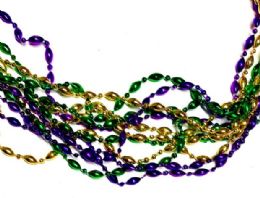 144 Pieces Rice Bead Mardi Gras Necklace, 48" Length - Party Necklaces & Bracelets