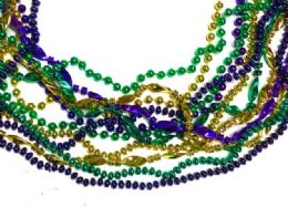 144 Wholesale Heart And Twist Bead Mardi Gras Necklace
