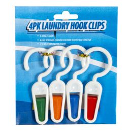 48 Wholesale Laundry Hook W/clip 4pk