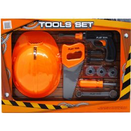 12 Wholesale 10pc Tool Play Set W/ 9" Toy Helmet In Open Box