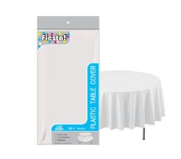 48 Wholesale White Plastic Tablecover Round