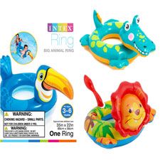 36 Pieces Swim Ring 35 Inch Animal Assorted - Inflatables