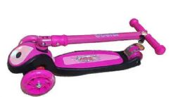 6 Pieces 3 Wheels Folderable Pink Scooter With Light & Music - Biking