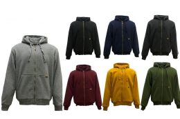 12 Wholesale Men's Fleece Hoodie With Sherpa Lining In Burgundy (pack B: M-2xl)