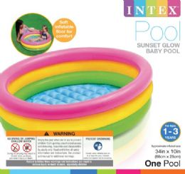 6 Pieces Baby Pool 34 X 10 Sunset Glow 3 Rings Age 1-3 - Inflatables