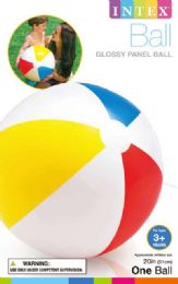 18 Wholesale Beach Ball 20 Inch Glossy Panel Age 3 Plus Poly Bag