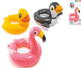36 Pieces Swim Ring 30 Inch Animal Split 3 Assorted Age 3-6 Poly Bag - Beach Toys