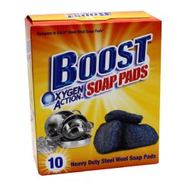 24 Pieces Boost Soap Pods 10 Count Heavy Duty Steel Wool - Scouring Pads & Sponges