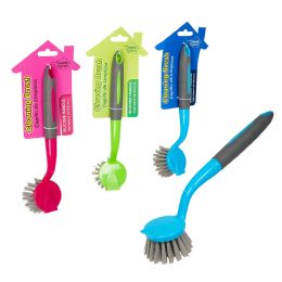 48 Wholesale Cleaning Brush 1 Count With Silicone Handle Assorted Colors