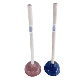 36 Pieces Plunger 5 Inch With 18 Inch Wooden Handle Assorted Black And Brown - Toilet Brush