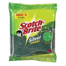 48 Pieces Scotch Brite Scouring Pads 2 Pack Silver - Scouring Pads & Sponges