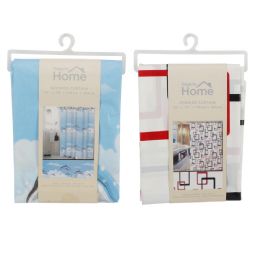 24 Pieces Shower Curtain 72 X 72 Inches Assorted Designs - Shower Curtain