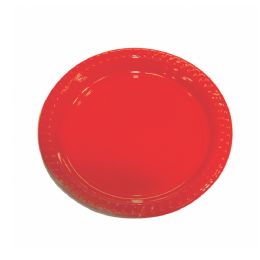24 Wholesale Ideal Dining Plastic Plate 9 Inch 25 Count Red