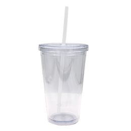 24 Pieces Plastic Cup 1 Count Clear With Lid - Drinking Water Bottle