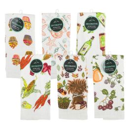 72 Wholesale Kitchen Towel 25 Inch Print Assorted