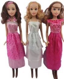 6 Wholesale 32 Inch Black Doll With Eyes Movement Long Dress