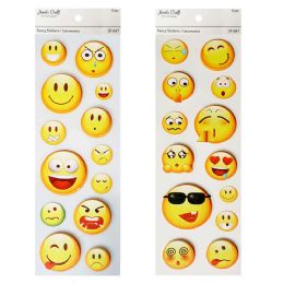 24 Wholesale Fancy Sticker 94 Count Emoji Design