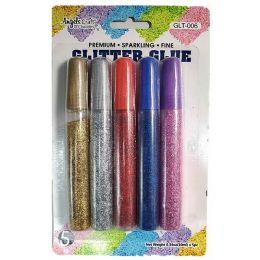 24 Pieces Glitter Glue 10ml 5 Count Assorted Colors - Craft Glue & Glitter