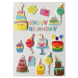 24 of Happy Birthday Stickers 7x10 Inch 1 Count 3d