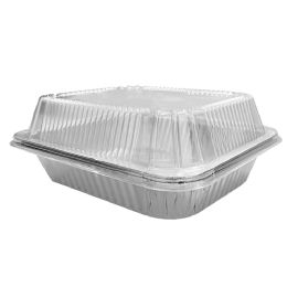 24 of Dispozeit Aluminum Foil Pan 13x10.25x2.5in 3 Pack With Dome Lid Half Deep Size