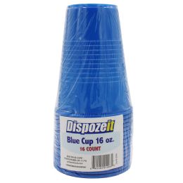 48 Wholesale Dispoze It Plastic Cup 16 Z 16 Count Blue