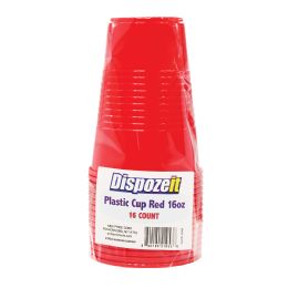 36 Pieces Dispozeit Plastic Cup 16 Oz 16 Ct Red - Disposable Cups