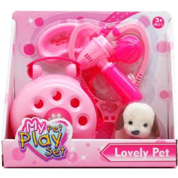 12 Pieces 4.25" Plush Dog W/ 5" Dog Cage & Access - Girls Toys