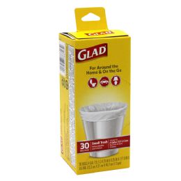 6 Wholesale Glad Trash Bags 30 Count Flat Top 4 Gallons Small