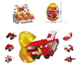 12 pieces Fire Fighter Building Blocks - Cars, Planes, Trains & Bikes