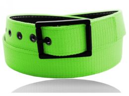 24 Wholesale Canvas Belt With 1 Hole Color Green