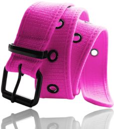 24 Wholesale Canvas Belt With 1 Hole Color Hot Pink