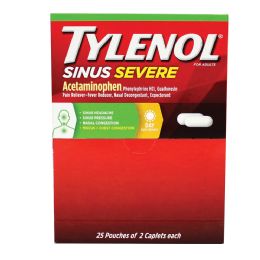 50 Pieces Tylenol Sever Sinus 2 Count Box - Pain and Allergy Relief