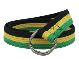 24 Wholesale Canvas Belt Color Black Yellow Green