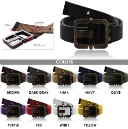 24 Pieces Canvas Army Belt With 1 Hole Color Brown - Mens Belts