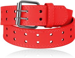 24 Wholesale Unisex Casual Belts Color Red