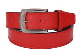24 Bulk Leather Belts For Men Color Red