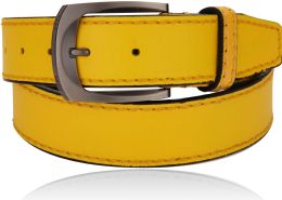24 Bulk Leather Belts For Men Color Yellow