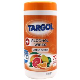 24 Wholesale Targol Alcohol Wipes 72 Count