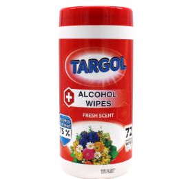 24 Wholesale Targol Alcohol Wipes 72 Count Fresh Scent