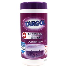 24 Wholesale Targol Alcohol Wipes 72 Count Lavender Scent