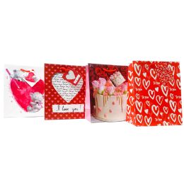 48 Pieces Party Solutions Valentine Gift Bag 26x32.4x12.7cm 1 Count With Pp Handles - Valentine Gift Bag's