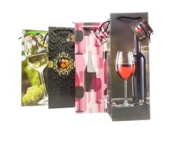 72 Bulk Party Solutions Wine Bottle Gift Bag 13x36x8.4cm 1 Count With Pp Handles