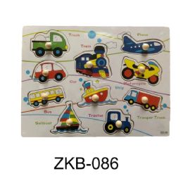 24 Wholesale Educational Wooden Puzzle Board Blocks(vehicles)