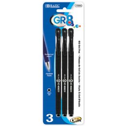 24 pieces Gr8 Black OiL-Gel Ink Pen W/ Rubberized Barrel (3/pack) - Pens & Pencils
