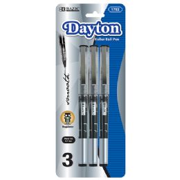 24 Bulk Dayton Black Rollerball Pen With Metal Clip (3/pack)