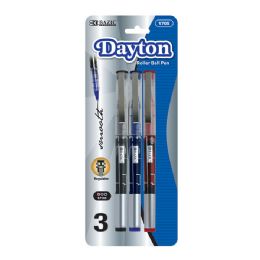 24 Bulk Dayton Asst. Color Rollerball Pen W/ Metal Clip (3/pack)
